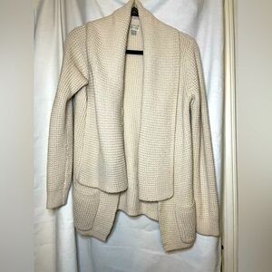 Converse Oatmeal Beige Cream Knitted Sweater Open Flyaway Cardigan Size L